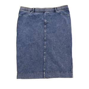Hard Tail Skirt Womens L Light Wash Denim Knee Length Pencil Pockets Made In USA